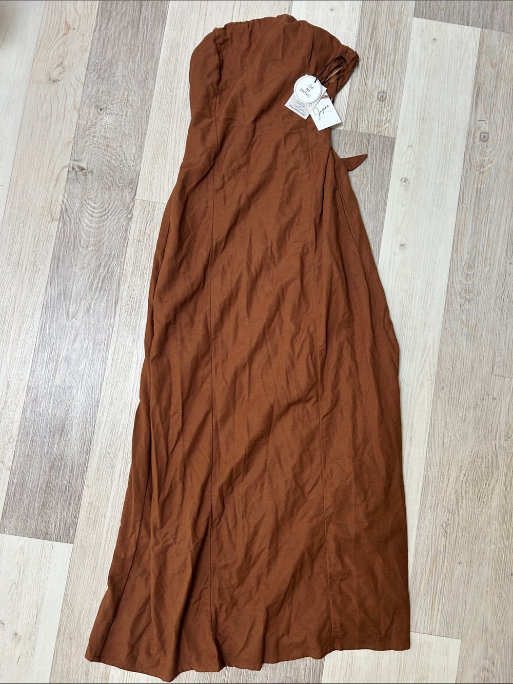 Japna Strapless Maxi Dress in Rust Brown